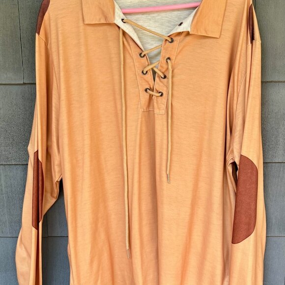 Men's XL Long Sleeve Shirt, Tan - Picture 2 of 4